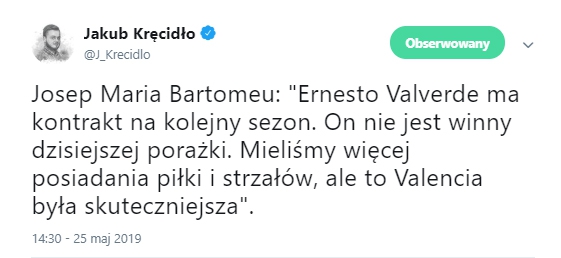 SŁOWA Bartomeu nt. Valverde po porażce z Valencią! :D